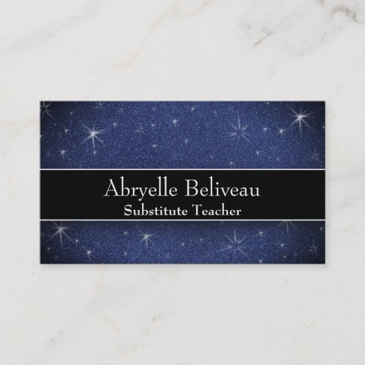 Glitter Professioneel Vervangende Preschool Lerare Visitekaartje (Voorkant)