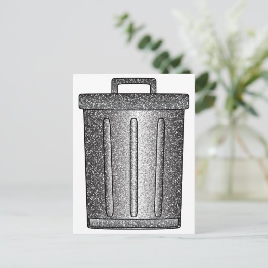 Glitter prullenbak briefkaart (Staand voorkant)