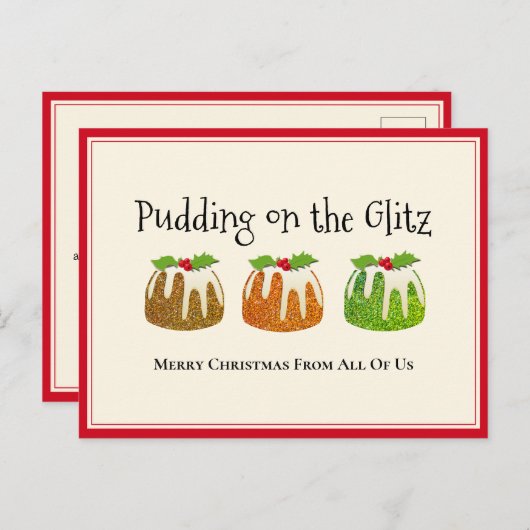 Glitter Pudding-kerstkaart Feestdagenkaart (Voorkant / Achterkant)