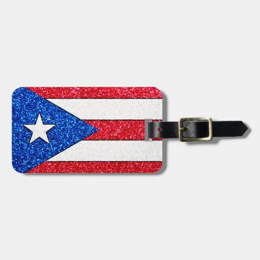  glitter Puerto Rico vlag bagagelabel (Voorkant horizontaal)
