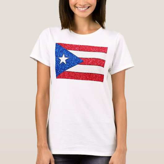 Glitter Puerto Rico vlag dames band shirt (Voorkant)