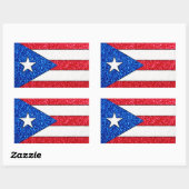 Glitter Puerto Rico vlag rechthoek stickers (Vel)