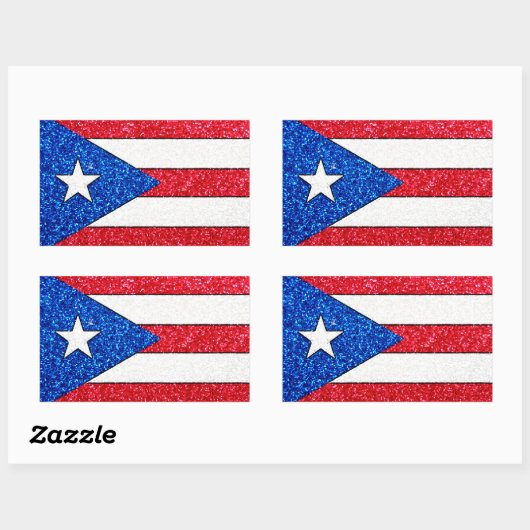 Glitter Puerto Rico vlag rechthoek stickers (Vel)