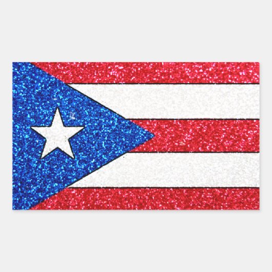 Glitter Puerto Rico vlag rechthoek stickers (Voorkant)
