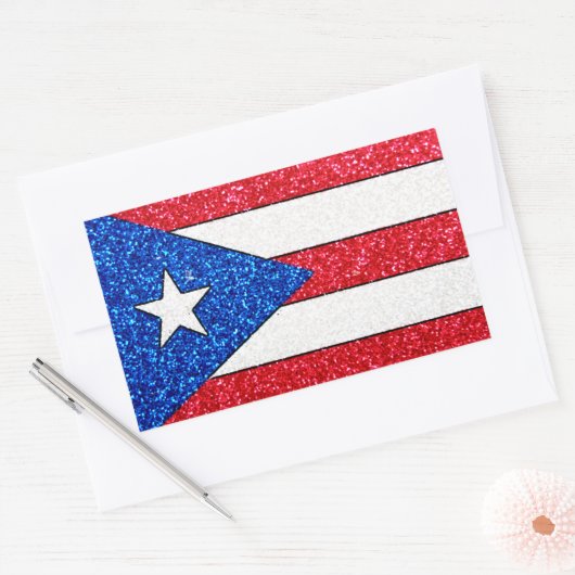 Glitter Puerto Rico vlag rechthoek stickers (Envelop)