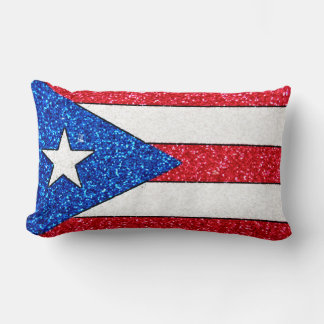 Glitter Puerto Rico vlag rechthoekig kussen
