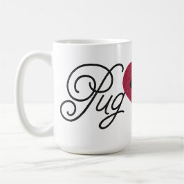 Glitter Pug Love Fawn Pug in Heart Mok