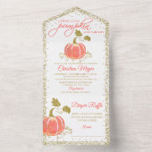 Glitter Pumpkin Baby shower Diaper Raffle All In One Uitnodiging (Binnen)