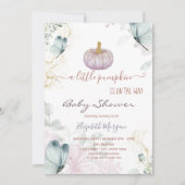 Glitter Pumpkin Blue Butterflies Baby shower Kaart (Voorkant)