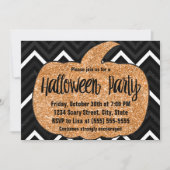 Glitter Pumpkin Halloween Party Invitation Kaart (Voorkant)