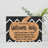 Glitter Pumpkin Halloween Party Invitation Kaart (Staand voorkant)