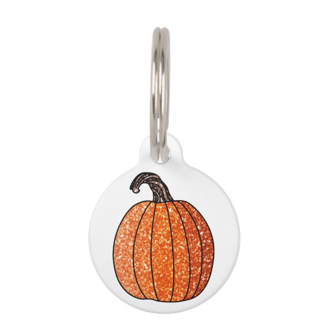 Glitter Pumpkin Huisdierpenning (Voorkant)