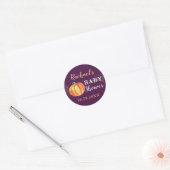 Glitter Pumpkin Paars Baby shower Ronde Sticker (Envelop)