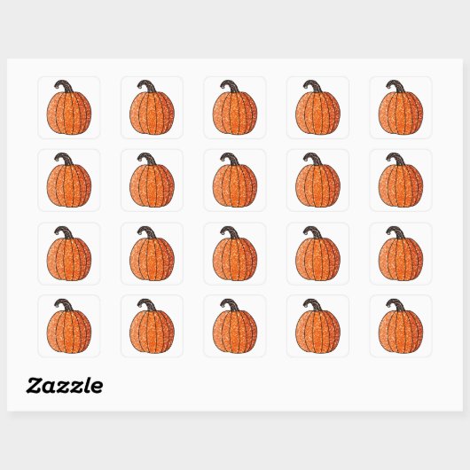 Glitter Pumpkin Vierkante Sticker (Vel)