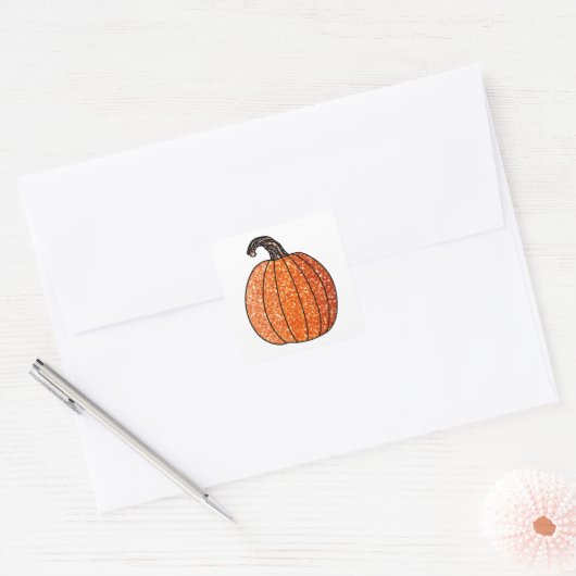 Glitter Pumpkin Vierkante Sticker (Envelop)
