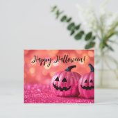 Glitter Pumpkins Halloween Wenskaart Briefkaart (Staand voorkant)