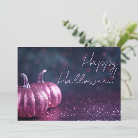 Glitter Pumpkins Halloween Wenskaart Kaart (Staand voorkant)