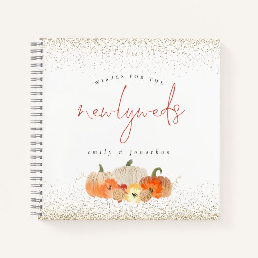 Glitter Pumpkins Wishes for Pas getrouwd Guest Boo Notitieboek (Voorkant)