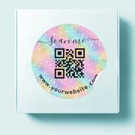 Glitter QR-code en aangepaste tekst ronde Sticker