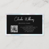 Glitter QR Code Holographic Black Driving Visitekaartje (Achterkant)