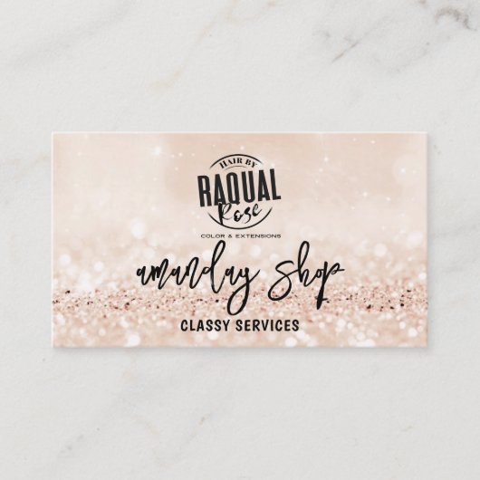 Glitter QR Code Logo Online Licht Roze Visitekaartje (Voorkant)