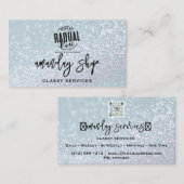 Glitter QR Code Logo Online Winkelen Aqua Water Visitekaartje (Voorkant / Achterkant)