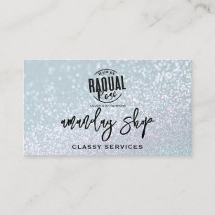 Glitter QR Code Logo Online Winkelen Aqua Water Visitekaartje