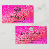 Glitter QR Code Logo Online Winkelen Magic Pink Go Visitekaartje (Voorkant / Achterkant)