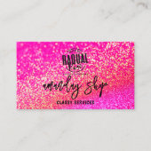 Glitter QR Code Logo Online Winkelen Magic Pink Go Visitekaartje (Voorkant)