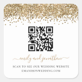 Glitter QR Code Weddenschap Website Vierkante Sticker