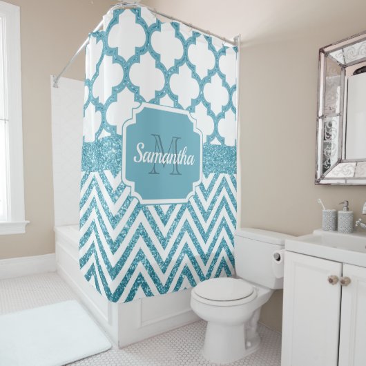 Glitter Quatrefoil Douchegordijn (In situ)