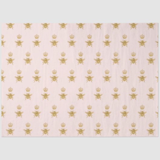 Glitter Queen Bee Crown Blush Pink Baby Girl Tissuepapier (Voorkant)