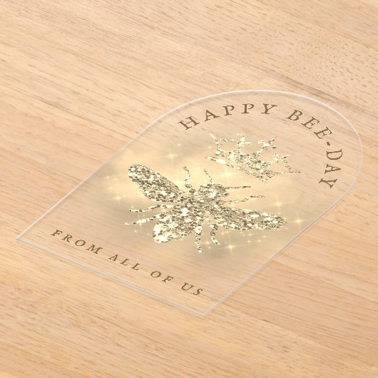 Glitter Queen Bee verjaardagskaart Acryl Uitnodigingen (Laagn)