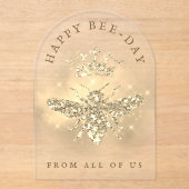 Glitter Queen Bee verjaardagskaart Acryl Uitnodigingen (Voorkant)