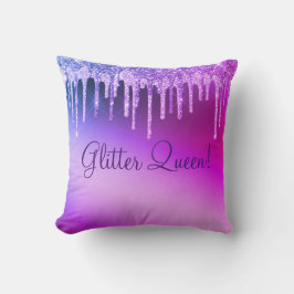 Glitter Queen Glitter Girly  Paarse Throw Kussen