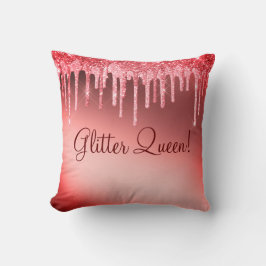 Glitter Queen Glitter Sparkles Girly Cinnamon Red Kussen
