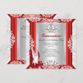 Glitter Quinceanera 15th Birthday Party Red Shoes Kaart (Voorkant / Achterkant)