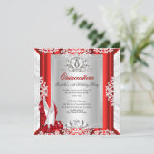 Glitter Quinceanera 15th Birthday Party Red Shoes Kaart (Staand voorkant)