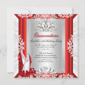 Glitter Quinceanera 15th Birthday Party Red Shoes Kaart (Voorkant)