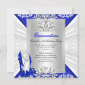 Glitter Quinceanera 15th Birthday Royal Blue Heels Kaart (Voorkant)