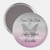 Glitter Quinceañera sparen de Datum Uitnodiging Magneet (Voorkant / Achterkant)