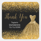 Glitter Quinceanera Vierkante Sticker (Voorkant)
