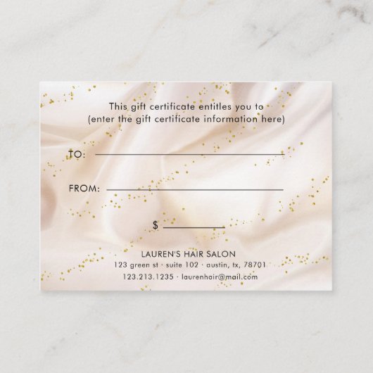 glitter rag satin gold gift visitekaartje (Achterkant)