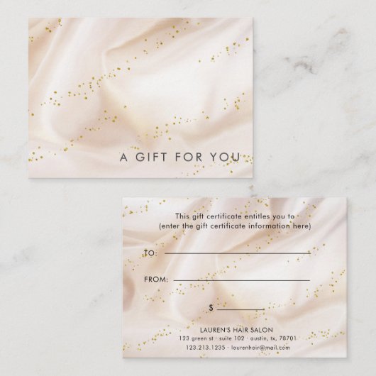 glitter rag satin gold gift visitekaartje (Voorkant / Achterkant)