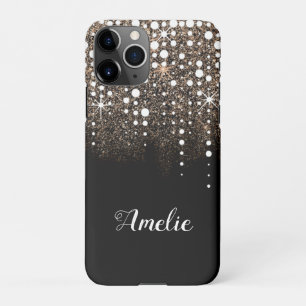 Glitter Rain Golden Sequins Sparkle Black iPhone 11Pro Hoesje