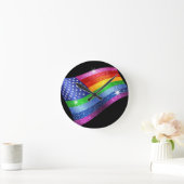 Glitter Rainbow American Flag Clock Ronde Klok (Huis)