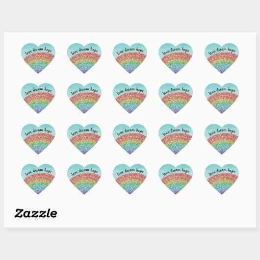 Glitter Rainbow Aqua Waterverf Hart Sticker (Vel)