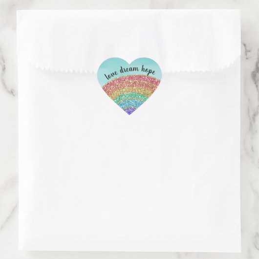Glitter Rainbow Aqua Waterverf Hart Sticker (Tas)