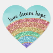 Glitter Rainbow Aqua Waterverf Hart Sticker (Voorkant)