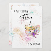 ** Glitter Rainbow Baby Fairy Douche Uitnodiging (Voorkant / Achterkant)
